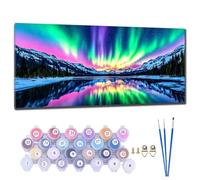 Paint by Number for Adults 8x16 inch Large Paint by Numbers Northern Lights Paint by Numbers for Children, DIY Crafts for Adult Paint by Numbers Kits with Brushes and Pigmen for Wall Art Decor C-0