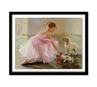 Paint by Number for Adults,Ballerina Girl Dog DIY Canvas Oil Painting Set,Acrylic Painting by Numbers for Kids Adults Beginner Paint by Numbers for Home Wall Decor Gifts(Without Frame) 16x20in