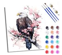 Paint by Number for Adults Beginner Canvas Bald Eagle on Cherry Blossom Branch Choice for Birthday Anniversary or Any Festival DIY Acrylic Painting Kit for Room Decor 16x20 inch with Frame