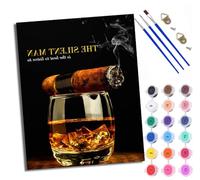 Paint by Number for Adults Beginner Canvas Cigar Whiskey Choice for Birthday Anniversary or Any Festival DIY Acrylic Painting Kit for Room Decor 16x20 inch with Frame