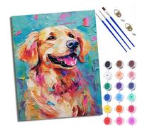 Paint by Number for Adults Beginner Canvas Faithful Golden Retriever Choice for Birthday Anniversary or Any Festival DIY Acrylic Painting Kit for Room Decor 16x20 inch with Frame