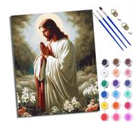 Paint by Number for Adults Beginner Canvas Figure Praying Among Flowers Choice for Birthday Anniversary or Any Festival DIY Acrylic Painting Kit for Room Decor 16x20 inch with Frame