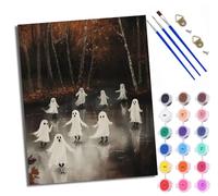 Paint by Number for Adults Beginner Canvas Ghost Skating on The Lake Choice for Birthday Anniversary or Any Festival DIY Acrylic Painting Kit for Room Decor 16x20 inch with Frame