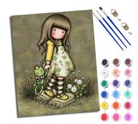 Paint by Number for Adults Beginner Canvas Girl and her Frog Friend Choice for Birthday Anniversary or Any Festival DIY Acrylic Painting Kit for Room Decor 16x20 inch Frameless