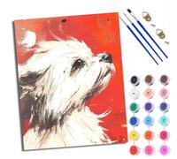 Paint by Number for Adults Beginner Canvas Looking up at The White Puppy Choice for Birthday Anniversary or Any Festival DIY Acrylic Painting Kit for Room Decor 16x20 inch with Frame