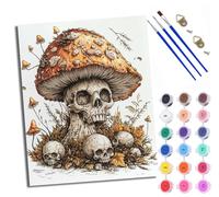 Paint by Number for Adults Beginner Canvas Magic Mushroom Skull Choice for Birthday Anniversary or Any Festival DIY Acrylic Painting Kit for Room Decor 16x20 inch with Frame