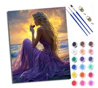 Paint by Number for Adults Beginner Canvas Purple Beauty Wine Glass Choice for Birthday Anniversary or Any Festival DIY Acrylic Painting Kit for Room Decor 16x20 inch with Frame