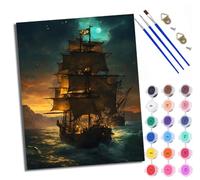 Paint by Number for Adults Beginner Canvas Ship on The sea Choice for Birthday Anniversary or Any Festival DIY Acrylic Painting Kit for Room Decor 16x20 inch with Frame