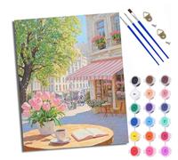 Paint by Number for Adults Beginner Canvas Small Town Tulips Choice for Birthday Anniversary or Any Festival DIY Acrylic Painting Kit for Room Decor 16x20 inch with Frame