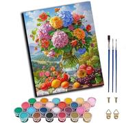 Paint by Number for Adults Beginner,DIY Oil Painting by Number On Canvas Arts and Crafts for Home Wall Decor 20x16 Inch,Flowers Fruits,Frameless