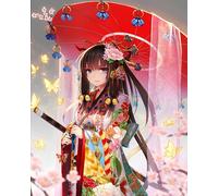 Paint by Number for Adults Beginner,DIY Oil Painting by Number On Canvas Arts and Crafts for Home Wall Decor 20x16 Inch,Japanese Traditional Girl,Frameless