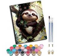 Paint by Number for Adults Beginner,DIY Oil Painting by Number On Canvas Arts and Crafts for Home Wall Decor 20x16 Inch,Rainforest Animal Sloth,Frameless
