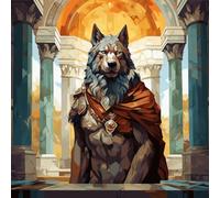Paint by Number for Adults Beginner,DIY Oil Painting by Number On Canvas Arts and Crafts for Home Wall Decor 16X16 Inch,God Temple Ancient Greek Style Wolf,with Frame