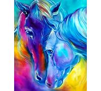 Paint by Number for Adults Beginner,DIY Oil Painting by Number On Canvas Arts and Crafts for Home Wall Decor 20x16 Inch,Two Colorful Horses,Frameless