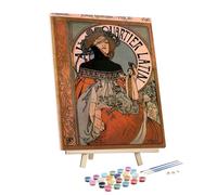 Paint by Number for Adults Beginner Painting by Painting by Alphonse Mucha A Quartier Latin Framed and Easel Paint by Numbers for Adults Beginner, DIY Painting by Numbers