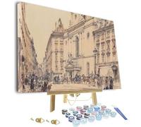 Paint by Number for Adults Beginner Rudolf Von Alt Michaelerplatz and Carbon Market in Vienna Framed and Easel Paint by Numbers for Adults Beginner DIY Painting by Numbers