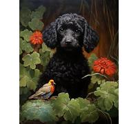 Paint by Number for Adults,Black Dog and His Bird Friend,Palette Perfection:Customizable Paint by Numbers Sets,40x50cm,Without Frame