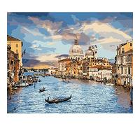 Paint by Number for Adults,DIY Paint by Numbers Canvas Oil Painting Kits for Kids or Beginner with Brushes Acrylic Pigment Drawing Home Wall Decoration Gifts Venice Water City Scenery 16x20in Framed
