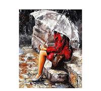 Paint by Number for Adults,DIY Paint by Numbers Canvas Oil Painting Kits for Kids or Beginner with Brushes Acrylic Pigment Drawing Home Wall Decoration Gifts Rainy Day Woman 24x30in Without Frame