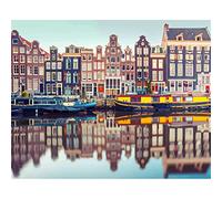 Paint by Number for Adults,DIY Paint by Numbers Canvas Oil Painting Kits for Kids or Beginner with Brushes Acrylic Pigment Drawing Home Wall Decoration Gifts Amsterdam Architecture 24x30in Framed