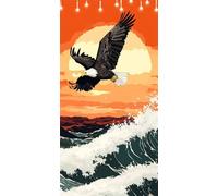 Paint by Number for Adults Eagle Paint by Numbers Ocean Waves DIY Canvas Oil Painting Kit with Brushes and Acrylic Pigment, Large Painting by Numbers 55X110cm Without Frame for Home Wall Decor W6-787