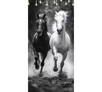 Paint by Number for Adults Horse Paint by Numbers Black DIY Canvas Oil Painting Kit with Brushes and Acrylic Pigment, Large Painting by Numbers for Adults 100X200cm Without Frame, Home Decor W6-845