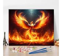 Paint by Number for Adults, Majestic Phoenix in The Fiery Rebirth Paint by Numbers Kits, Phoenix DIY Painting by Numbers for Home Wall Decor 16" W x 20" L