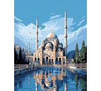 Paint by Number for Adults on Canvas,European Islamic Cathedral,Beginner to Advanced Number Painting Kit-Kits Include Acrylic Paints,Brushes(Without Frame,16x20 Inch)