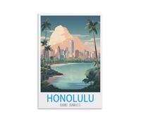 Paint by Number for Adults on Canvas，Honolulu Oahu Hawaii,DIY Acrylic Painting by Numbers Kits with Brushes Acrylic Pigment Home Decoration Brithday Gifts 50x60cm