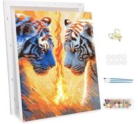 Paint by Number for Adults with Frame,A Tiger Painting by Numbers Kits for Children Beginners, Paint by Number Adults Kits on Canvas,Animals Oil Painting Crafts Kit, Home Wall Decor 12x16inch -46587