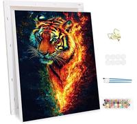 Paint by Number for Adults with Frame, DIY A Tiger Adults Paint by Number Kits on Canvas, Painting by Numbers Kit,Animals Oil Painting Kits for Children Beginners, Home Wall Decor 16x20inch -46744