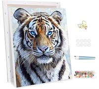 Paint by Number for Adults with Frame, DIY A Tiger Adults Paint by Number Kits on Canvas, Painting by Numbers Kit,Animals Oil Painting Kits for Children Beginners, Home Wall Decor 12x16inch -46798