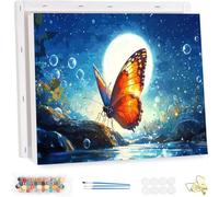 Paint by Number for Adults with Frame, DIY Butterfly Adults Paint by Number Kits on Canvas, Painting by Numbers Crafts Kit, Moon Oil Painting Kits for Beginners, for Home Wall Decor 30x40cm YF-5109