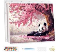 Paint by Number for Adults with Frame, DIY Cherry Blossoms Adults Paint by Number Kits on Canvas, Painting by Numbers Kit, Panda Oil Painting Kits for Beginners, for Home Wall Decor 80x100cm YF-5021
