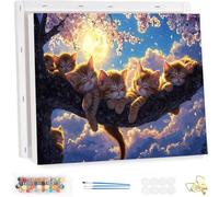 Paint by Number for Adults with Frame, DIY Cherry Blossoms Adults Paint by Number Kits on Canvas, Painting by Numbers Kit, Cat Oil Painting Kits for Beginners, for Home Wall Decor 100x120cm YF-5043