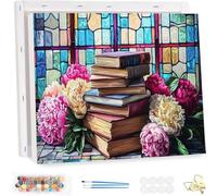 Paint by Number for Adults with Frame, DIY Flowers Adults Paint by Number Kits on Canvas, Painting by Numbers Crafts Kit, Book Oil Painting Kits for Beginners, for Home Wall Decor 30x40cm YF-5093