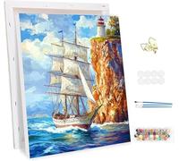 Paint by Number for Adults with Frame, DIY Lighthouse Adults Paint by Number Kits on Canvas, Painting by Numbers Kit,Oceans Oil Painting Kits for Children Beginners, Home Wall Decor 32x40inch -46354
