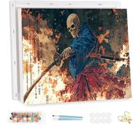 Paint by Number for Adults with Frame, DIY Skeleton Adults Paint by Number Kits on Canvas, Painting by Numbers Crafts Kit, Retro Oil Painting Kits for Beginners, for Home Wall Decor 60x80cm YF-5089