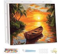 Paint by Number for Adults with Frame, DIY Sunset Adults Paint by Number Kits on Canvas, Painting by Numbers Crafts Kit, Landscape Oil Painting Kits for Beginners, for Home Wall Decor 30x40cm YF-5091