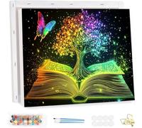 Paint by Number for Adults with Frame, DIY Tree of Life Adults Paint by Number Kits on Canvas, Painting by Numbers Kit, Butterfly Oil Painting Kits for Beginners, for Home Wall Decor 30x40cm YF-5165