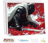 Paint by Number for Adults with Frame, Flowers Painting by Numbers Kits for Beginners, Paint by Number Adults Kits on Canvas, Knight Oil Painting Crafts Kit, for Home Wall Decor 60x80cm YF-4996