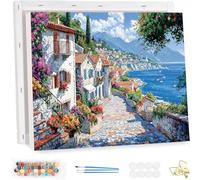 Paint by Number for Adults with Frame, Ocean Painting by Numbers Kits for Beginners, Paint by Number Adults Kits on Canvas, Landscape Oil Painting Crafts Kit, for Home Wall Decor 100x120cm YF-5076