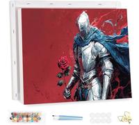 Paint by Number for Adults With Frame, Rose Painting by Numbers Kits for Children Beginners, Paint by Number Adults Kits on Canvas, Knight Oil Painting Crafts Kit, for Home Wall Decor 80x100cm YF-4994