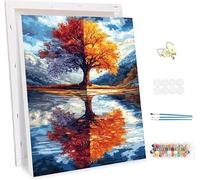 Paint by Number for Adults with Frame,Trees Painting by Numbers Kits for Children Beginners, Paint by Number Adults Kits on Canvas,Landscape Oil Painting Crafts Kit, Home Wall Decor 24x32inch -46811