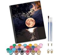 Paint by Number Kit for Adults Beginner,DIY Acrylic Hand Oil Paintin Kits on Canvas Art Crafts for Home，16 x20 inch，Moonlight Lakeside,Frameless