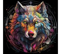 Paint by Number Kit for Adults Beginner,DIY Acrylic Hand Oil Paintin Kits On Canvas Art Crafts for Home，16 X16 Inch，Wolf Chief Magic Circle Colorful Indian Style,Frameless