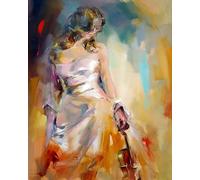 Paint by Number Kit for Adults Beginner,DIY Acrylic Hand Oil Paintin Kits on Canvas Art Crafts for Home,16 x20 inch,Elegant Beauty Playing The Violin,Frameless