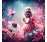 Paint by Number Kit for Adults Beginner,DIY Acrylic Hand Oil Paintin Kits On Canvas Art Crafts for Home，16 X16 Inch，Strawberry Fairy and Butterfly,with Frame