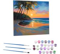 Paint by Number Kits for Adults Beginner, Beach Coconut Trees Paint by Numbers Kit On Canvas Adults' Paint-by-Number Kits DIY Oil Painting Kits for Home Wall Decor Art Crafts 45x45cm (Frameless) x-267