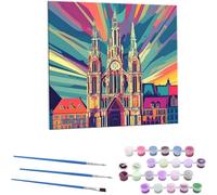 Paint by Number Kits for Adults Beginner, Cologne Cathedral Paint by Numbers Kit On Canvas Adults' Paint-by-Number Kits DIY Oil Painting Kits for Home Wall Decor Art Crafts 45x45cm (Frameless) x-471